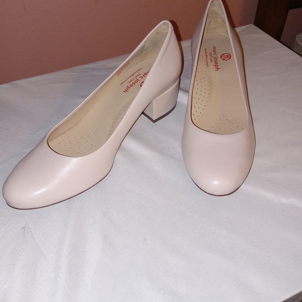 Marc Joseph Pink/Cream Block Heel Shoes